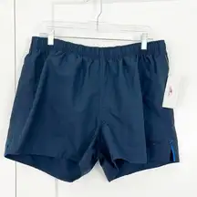 New Speedo Large Navy Blue Athletic Running Shorts with Inner Lining