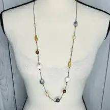 Ann Taylor Loft Outlet 18" Multi-Beaded Necklace Floral Link Chain