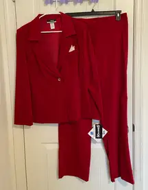 NEW Vintage Tracy Evans women’s red soft velvet matching pantsuit set size‎ 14