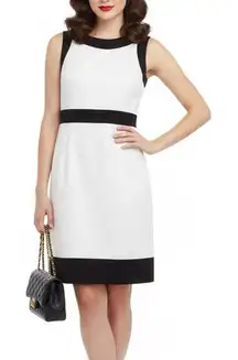 Ann Taylor Sheath Dress Womens 0 White Black Mini Preppy Old Money Blair Waldorf