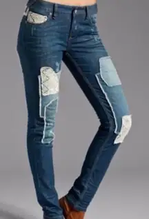 Free People Size 26 Hayes Patchwork Crochet Jeans Cottagecore‎ Country Western