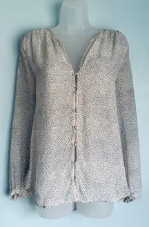 Joie 100% Silk Animal Print Button Up Blouse Shank Buttons Women's Large