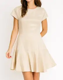 Mustard Seed Cream Reptile Embossed Flounce Hem Mini Dress Size Large