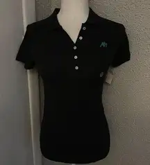 Aeropostale Black Short Sleeve Button Up Polo Shirt Size S NEW