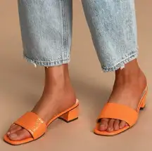 Lulu’s Orange Croc Block Heel Sandals