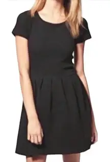 GANNI Black Basket Weave Textured Fit Flare Zip Back Dress