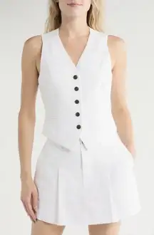 Rag & Bone Cressida Linen Blend V-Neck Button Front Vest Jacket Size 4