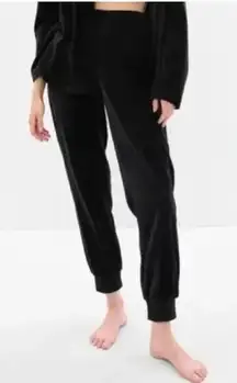 GAP BODY Women's Soft Velour Jogger Lounge Pants Elastic Waist Black S Like New