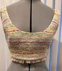 NBD Multicolor Pastel Tweed Shawna Scoop Neck Cropped Sleeveless Top XL