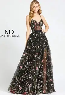 Mac Duggal  Embroidered Mesh Bustier Gown 62989L