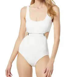 Michael‎ Kors Women's Black Zip-trim Cutout One-piece Swimsuit 6