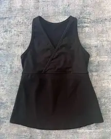 Lululemon  Black Deep V Faux Wrap Front Athletic Tank Top Size 8