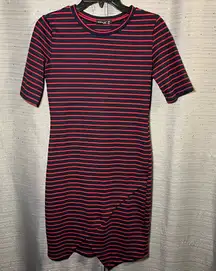 Popular Basics Red/Black Asymmetrical Above Knee‎ Dress Size Medium