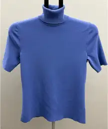 Anne Klein Blue Short Sleeve Turtleneck Knit Top – Size XS