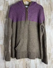 Gander Mtn Guide Series 1/4 Zip Hooded Wool Blend Sweater Purple XL Lagenlook