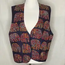 Vintage SOHO Compagnie Embroidered‎ Elephant Vest S