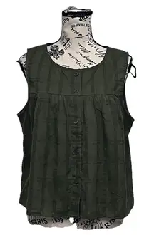 GAP army Green Cropped Sheer Blouse Beach Coastal Boho Present Hippie Granola M