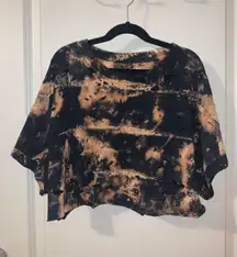 Bleach Dyed Black Cropped Tee