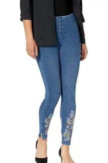 NEW NWT Lyssé Women's Anderson Denim Pull on slimming "spanx" embroidered jeans