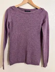 Tahari Purple Crew Neck Sweater with Elegant Texture  💯 CASHMERE