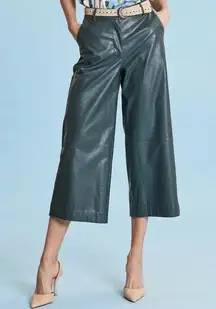 Tyler Boe Rebecca Wide-Leg Faux 
Vegan Leather Pants Green Size 6 Casual