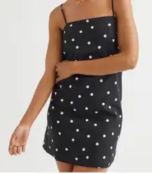 H&M Polka Dot Spaghetti Strap Mini Dress XL Linen Blend Casual summer Dress