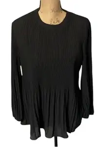 Adrianna Papell Black long sleeved blouse with keyhole button back. NWT.