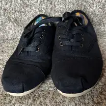 TOMS Basic Cordones Oxford Sneakers Black Womans Size 7.5