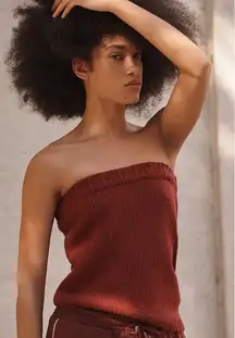 ANTHROPOLOGIE FLAT WHITE Wool Tube Top Sweater Crimson Size XL NEW