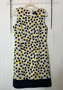 Ronni Nicole Yellow Black White Sleeveless Office Career Sheath Dress Size 12