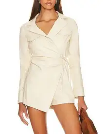 Superdown Chantel Faux Leather Romper Bone White XXS Wrap Quiet Luxuryi NEW