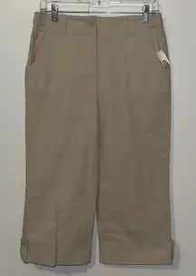 Talbots Wide Leg Crop Chino Pants Khaki Tan Women’s 4 Stretch Cotton