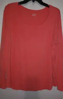 BCG 2X Red Scoop Neck Long Sleeve Top
