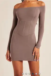 Abercrombie Taupe Off Shoulder Knit Corset Dress