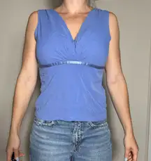 Y2K Sigrid Olsen Blue Sleeveless Blouse Size Medium