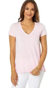 Lilly Pulitzer  Etta V-Neck Light Calla Pink Short Sleeve Active Shirt Size Small