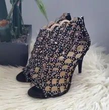 Zigi Soho Black Studded Open Toe Cage Heels Size 9M