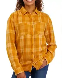 Wonderly Boyfriend woven plaid flannel gold metallic size‎ small