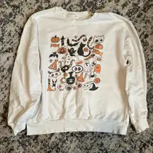 White Halloween Graphic Sweater