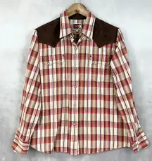 B&D‎ Panhandle Slim Women Western Shirt Large Plaid Pearl Snap Cowgirl Rodeo Y2K