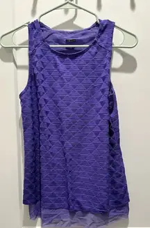Oiselle Purple Sleeveless Textured Tank Layered Hem Athletic Running Top Medium