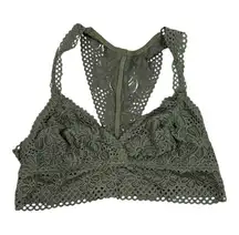 green floral lace racerback bralette