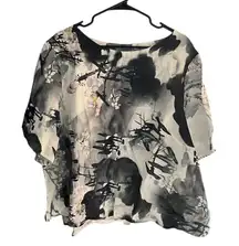FABRIC? Niche Clothing Co. Women's 2XL Floral Batwing Sleeve‎ Blouse Multicolor