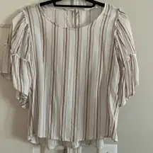 Striped American Threads top with ruffle sleeves