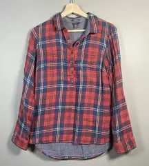 Eddie Bauer Womens Flannel Button-Up Top‎ Pullover Shirt Plaid Size Sz S Classic