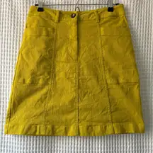 Boden Abingdon chartreuse yellow green stretchy cotton miniskirt women's size 4R