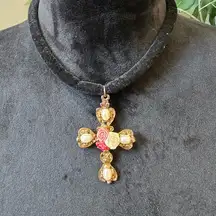 Womens Gold Tone Liz Palacios Cross Pendant Necklace Jewelry with Lobster Clasp