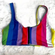 Forever 21 swim suit too zip front rainbow colors see pics for sizing