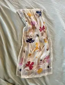 Oscar de la Renta Modern Floral Silk Scarf 46’’X 9.5’’