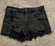 black ripped jean shorts